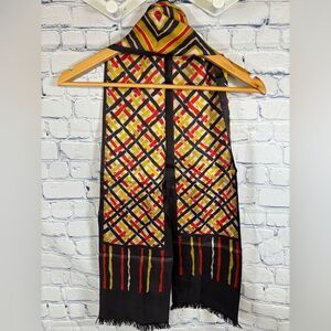 Black red yellow white geo pattern classic traditional preppy academia scarf